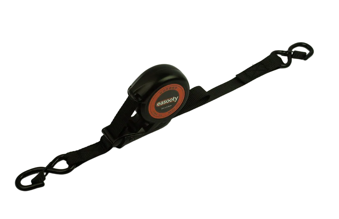 Auto-retract tie down in black